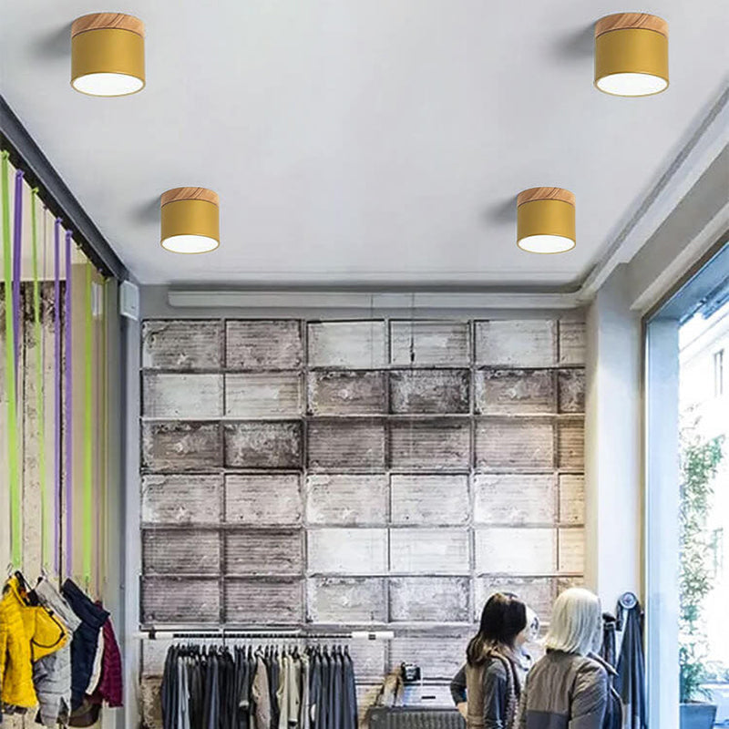 Scandinavian Macaron LED Ceiling Light | Wooden Accent Flush Mount | Wood Metal Nordic Bedroom