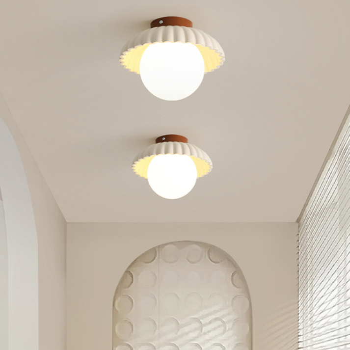 Iron Hallway Ceiling Light | Modern Glass & Metal Flush Mount | Bedroom