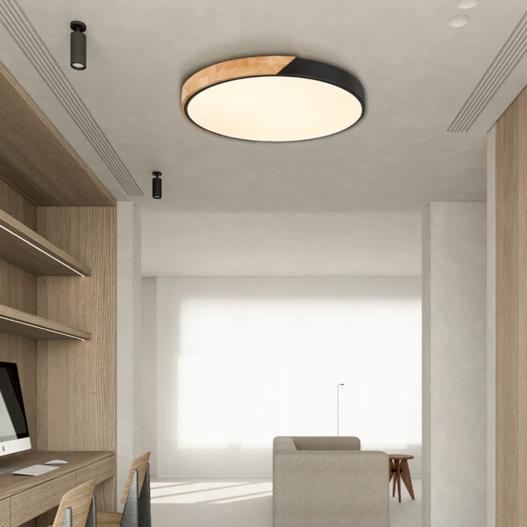 LED Ceiling Light | Modern Nordic Wooden Design | Wood Metal Dimmable Remote Bedroom