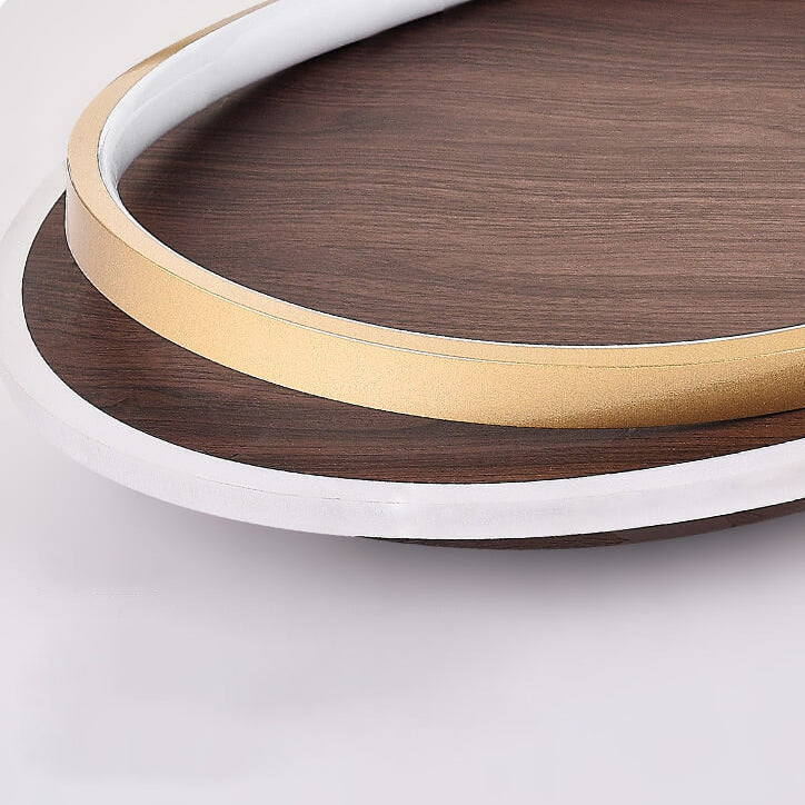 LED Modern Ceiling Lamp | Walnut & Gold Round Design | Ceiling Light Wood Nordic Bedroom