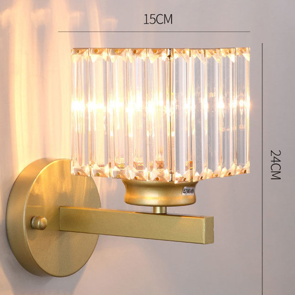 Crystal Wall Light | Modern Glass & Iron Sconce | Bedroom