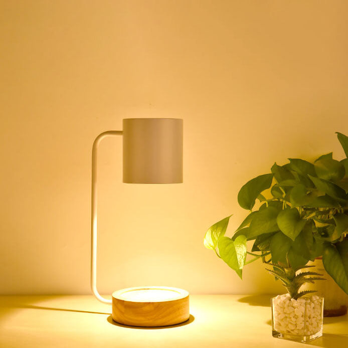 Japanese Minimalist Candle Warmer Lamp | Wooden Base Dimmable Wax Melter | Wood Metal Nordic