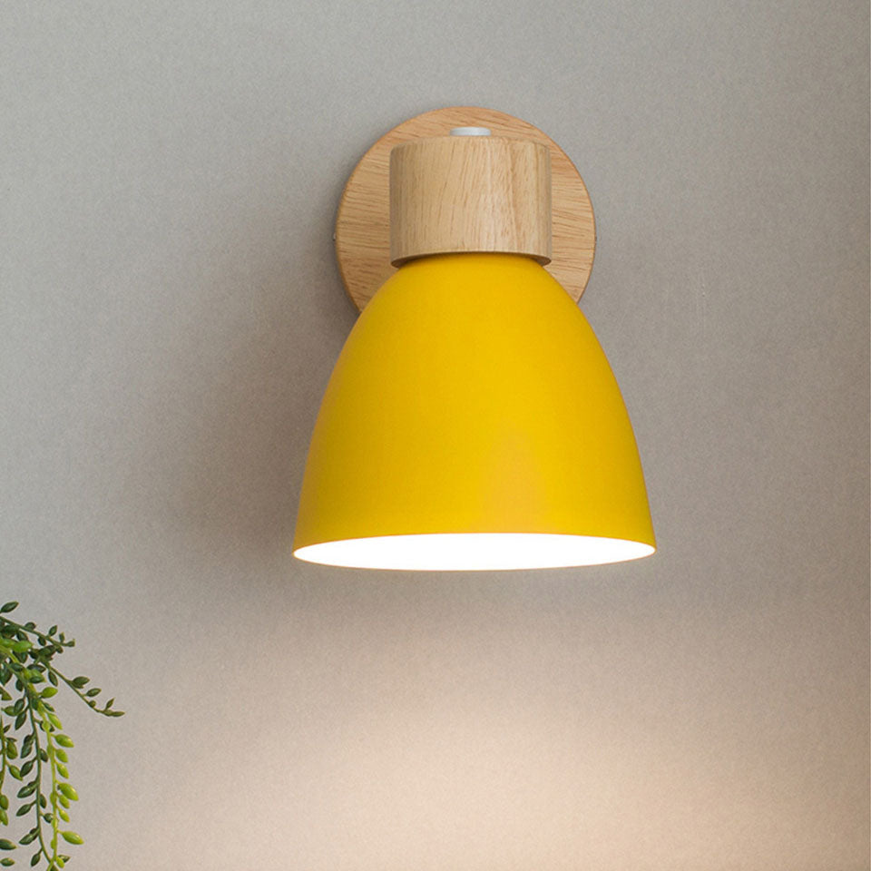 Modern Minimalist Wall Sconce | Wood & Iron Macaron Lamp | Wall Light Adjustable Nordic Bedroom