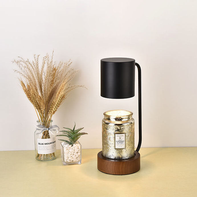 Japanese Minimalist Candle Warmer Lamp | Wooden Base Dimmable Wax Melter | Wood Metal Nordic