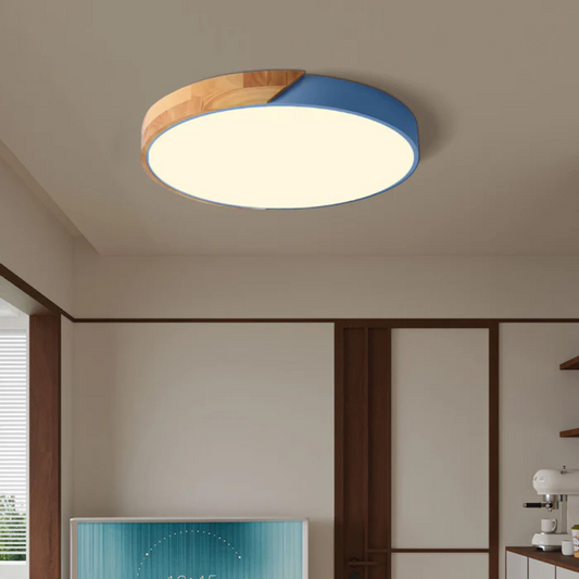 LED Ceiling Light | Modern Nordic Wooden Design | Wood Metal Dimmable Remote Bedroom