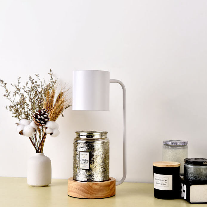 Japanese Minimalist Candle Warmer Lamp | Wooden Base Dimmable Wax Melter | Wood Metal Nordic