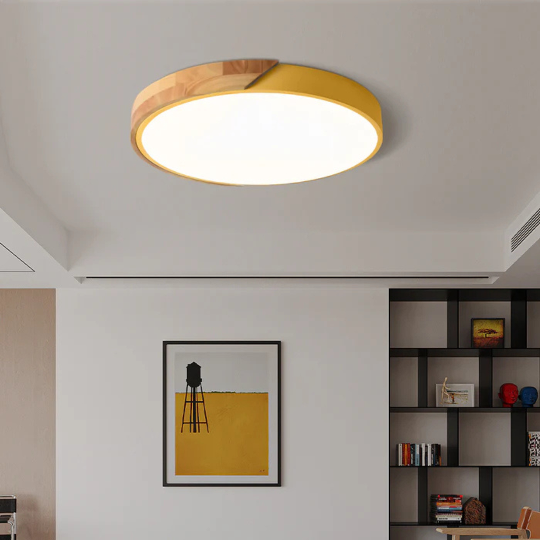 LED Ceiling Light | Modern Nordic Wooden Design | Wood Metal Dimmable Remote Bedroom