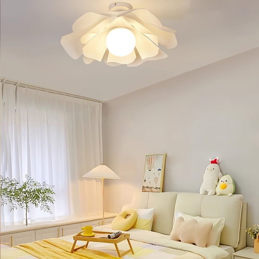 Rose Petal Ceiling Light | Modern Semi-Flush Flower Design | Bedroom