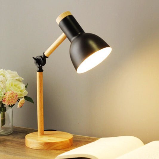 Nordic Wooden LED Desk Lamp | Scandinavian Minimalist Lighting | Wood Metal Adjustable Bedside