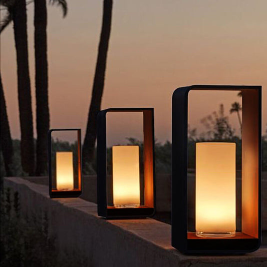 Modern Square Outdoor LED Light | Waterproof Solar LED Light | Clear Acrylic Aluminium Remote
