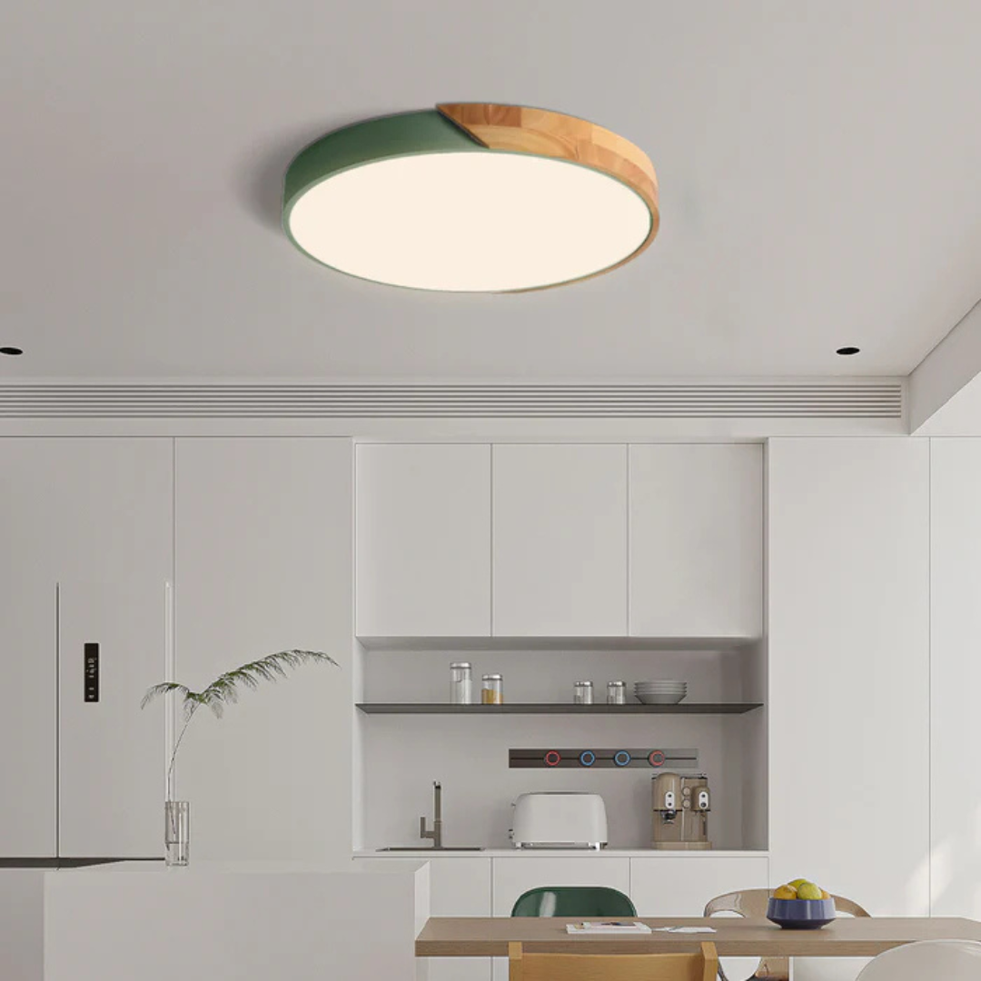 LED Ceiling Light | Modern Nordic Wooden Design | Wood Metal Dimmable Remote Bedroom