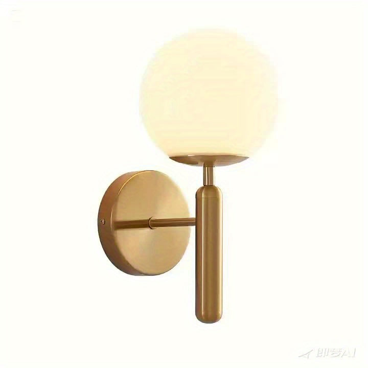 Modern Glass Globe Wall Sconce | Polished Metal Semi-Flush Mount Fixture | Ceiling Light