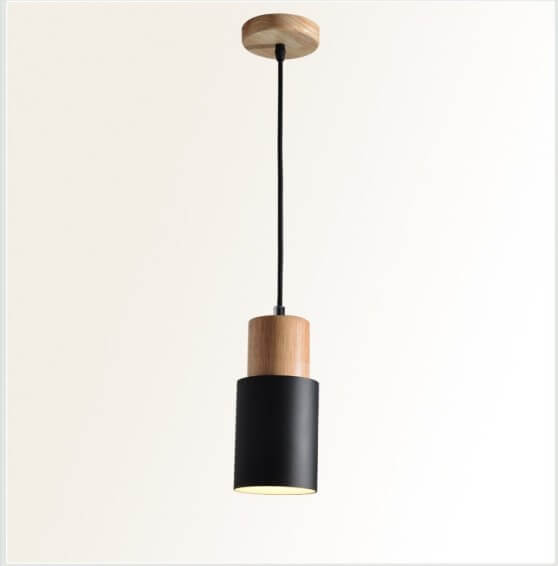 Nordic Macaron Cylinder Pendant Light | Modern Wood & Metal Design | Aluminium Adjustable