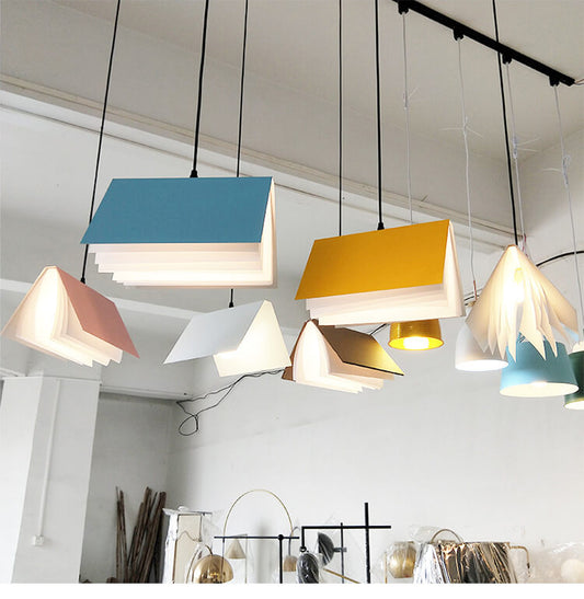 Flying Book Pendant Light | Modern Book-Inspired Ceiling Lamp | Iron Dining Room