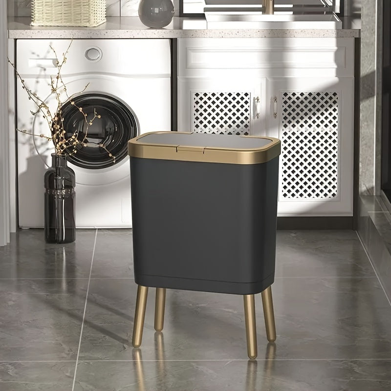 15L Modern Odour-Sealing Trash Can with Elevated Legs | Stylish Waste Bin for Kitchen, Living