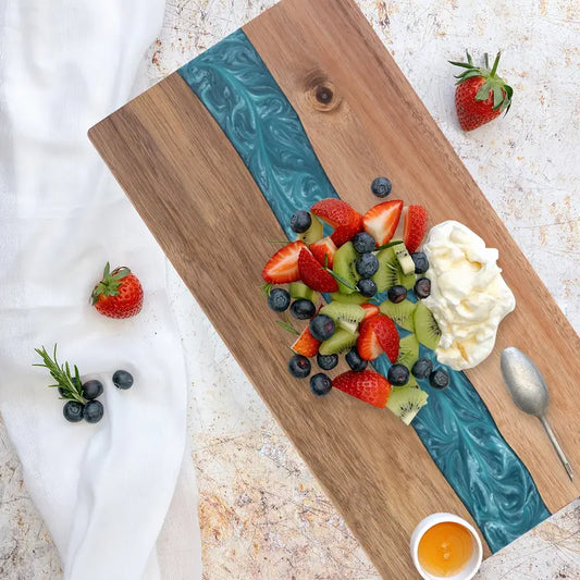 Resin River Cutting Board | Acacia Wood Charcuterie & Cheese Board | Handcrafted