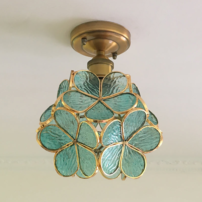 Retro Flower Ceiling Light | Colourful Vintage-Inspired PVC Flush Mount | Metal Bedroom