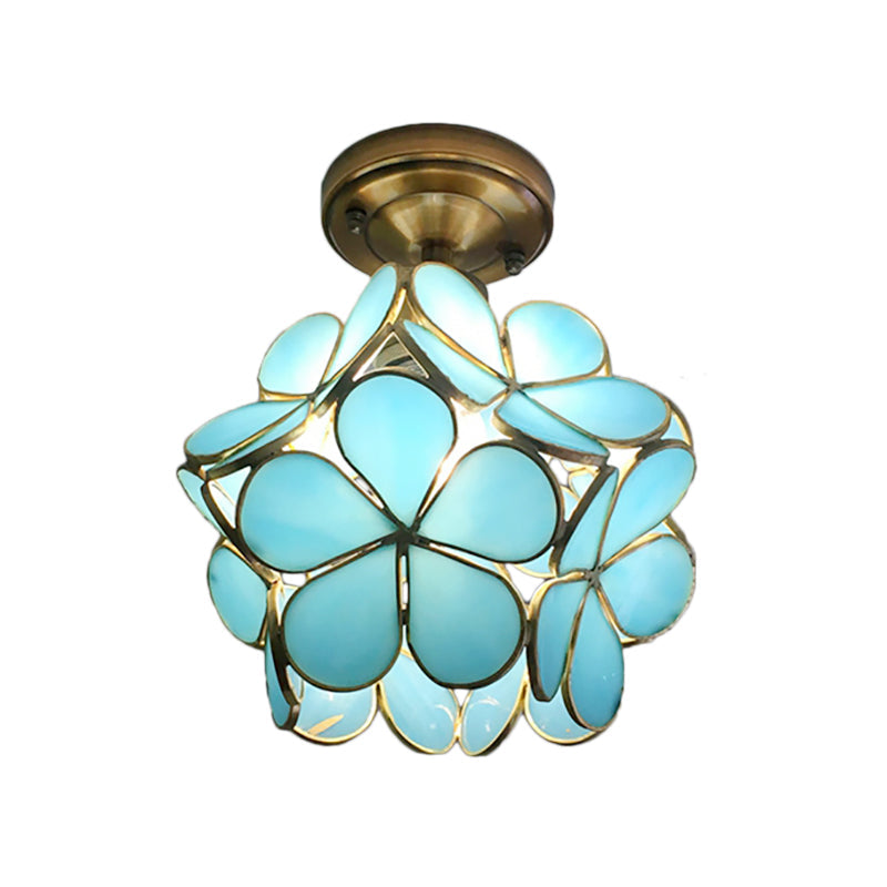 Retro Flower Ceiling Light | Colourful Vintage-Inspired PVC Flush Mount | Metal Bedroom