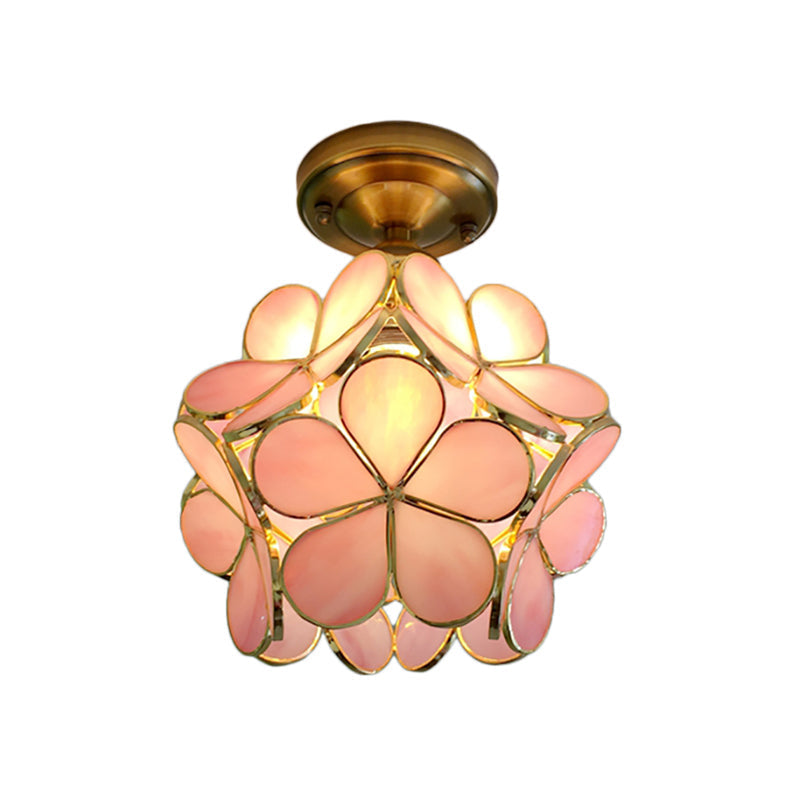 Retro Flower Ceiling Light | Colourful Vintage-Inspired PVC Flush Mount | Metal Bedroom