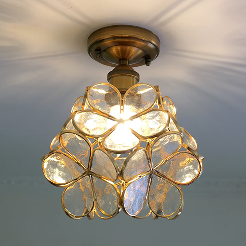 Retro Flower Ceiling Light | Colourful Vintage-Inspired PVC Flush Mount | Metal Bedroom