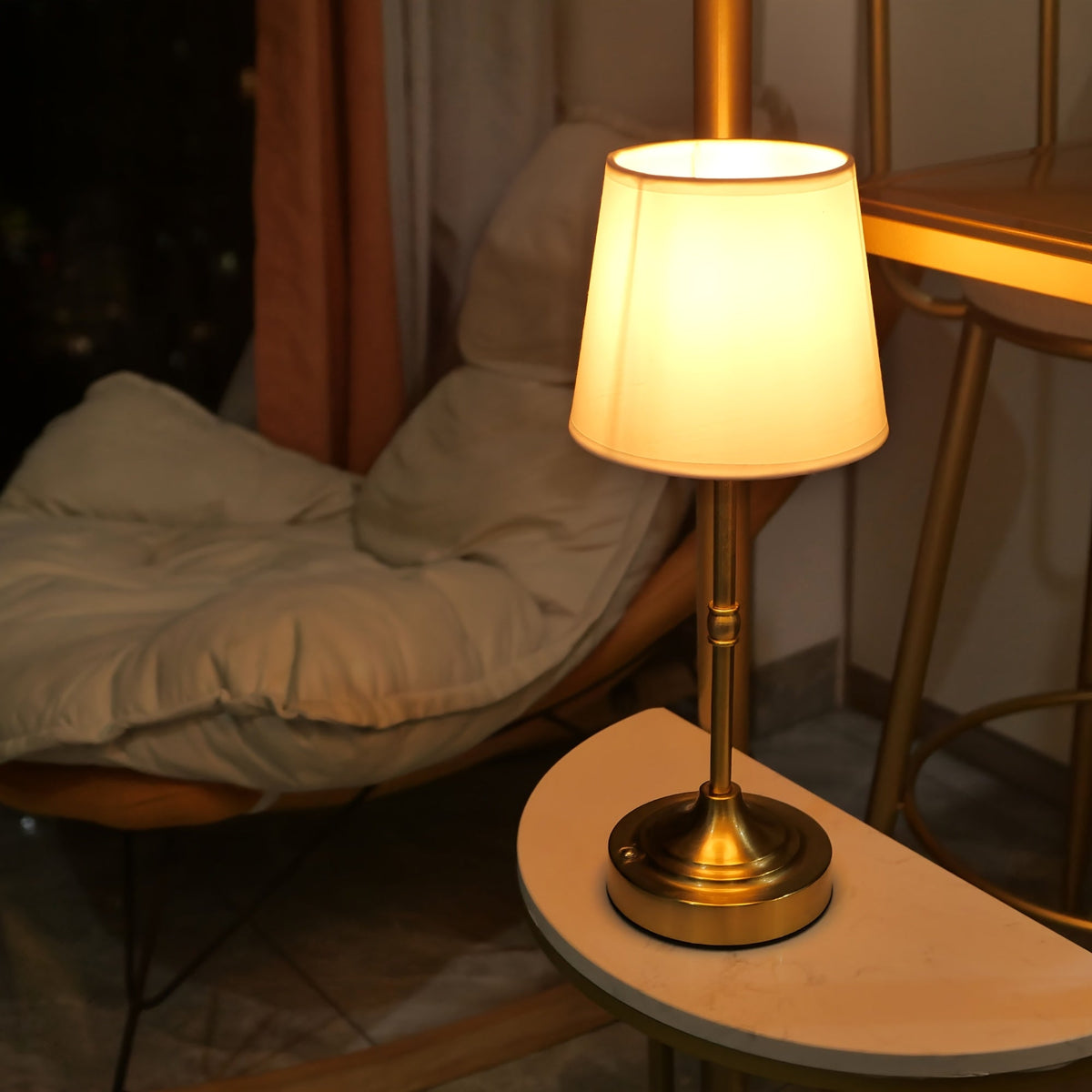 Dimmable Cordless Table Lamp | USB Rechargeable | Metal Soft-Touch Fabric Touch Control Bedside