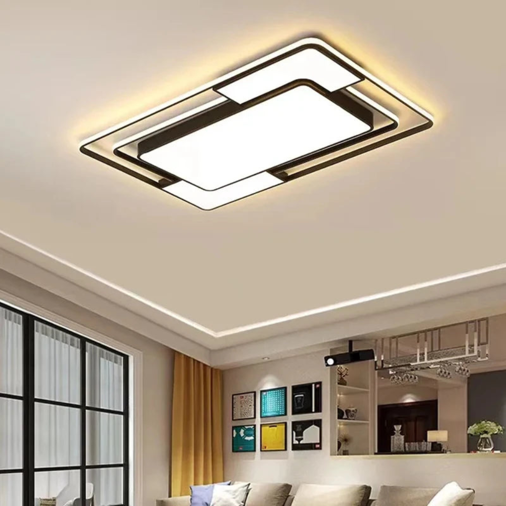 Remote-Controlled LED Ceiling Light | Modern Geometric Design | Adjustable Bedroom