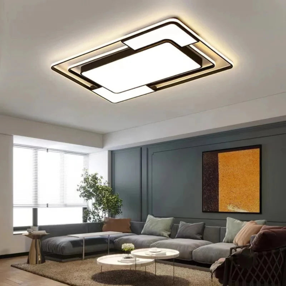Remote-Controlled LED Ceiling Light | Modern Geometric Design | Adjustable Bedroom