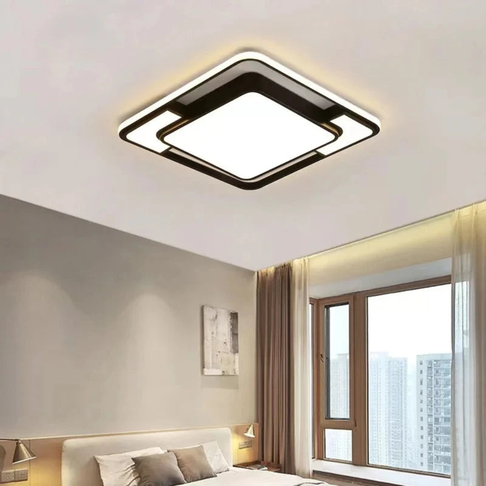 Remote-Controlled LED Ceiling Light | Modern Geometric Design | Adjustable Bedroom