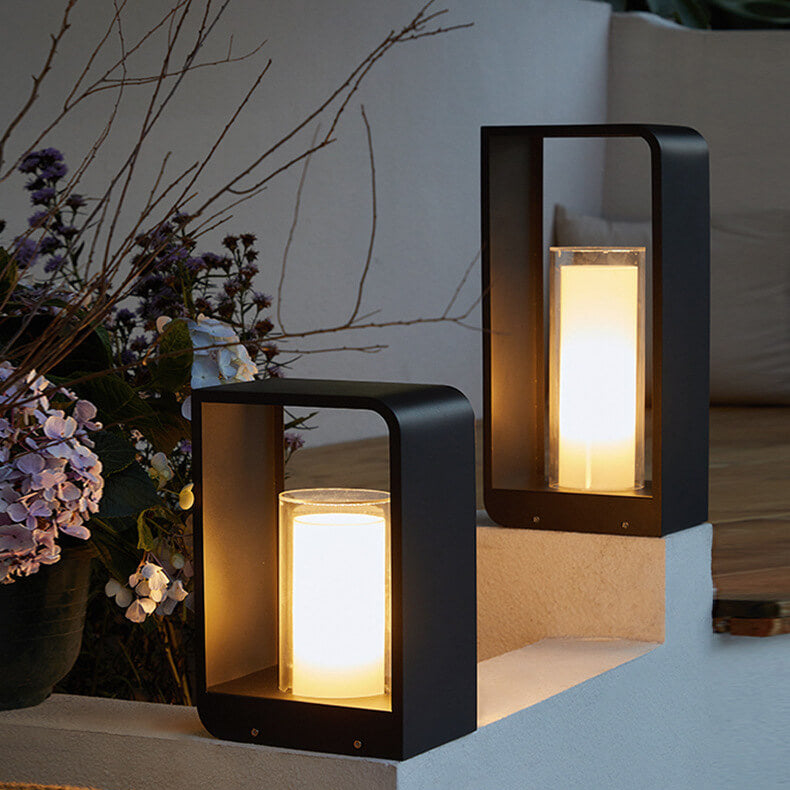 Modern Square Outdoor LED Light | Waterproof Solar LED Light | Clear Acrylic Aluminium Remote