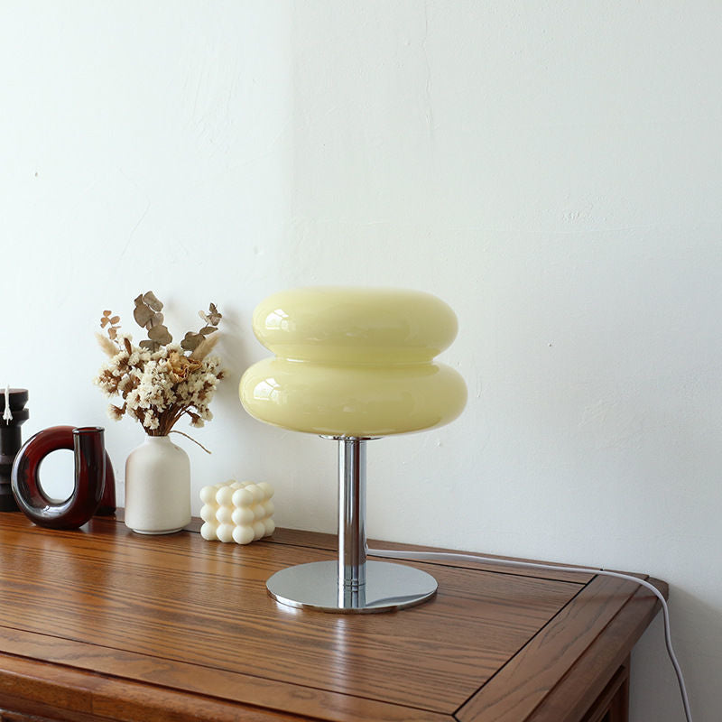 Italian Designer Glass Table Lamp | Modern Retro Accent Light | Polished Chrome LED Handcrafted