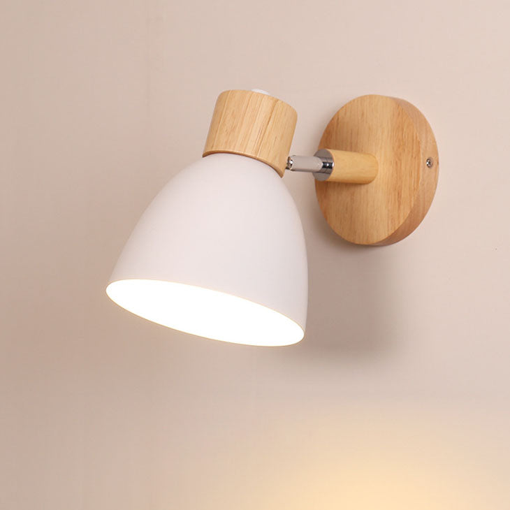 Modern Minimalist Wall Sconce | Wood & Iron Macaron Lamp | Wall Light Adjustable Nordic Bedroom