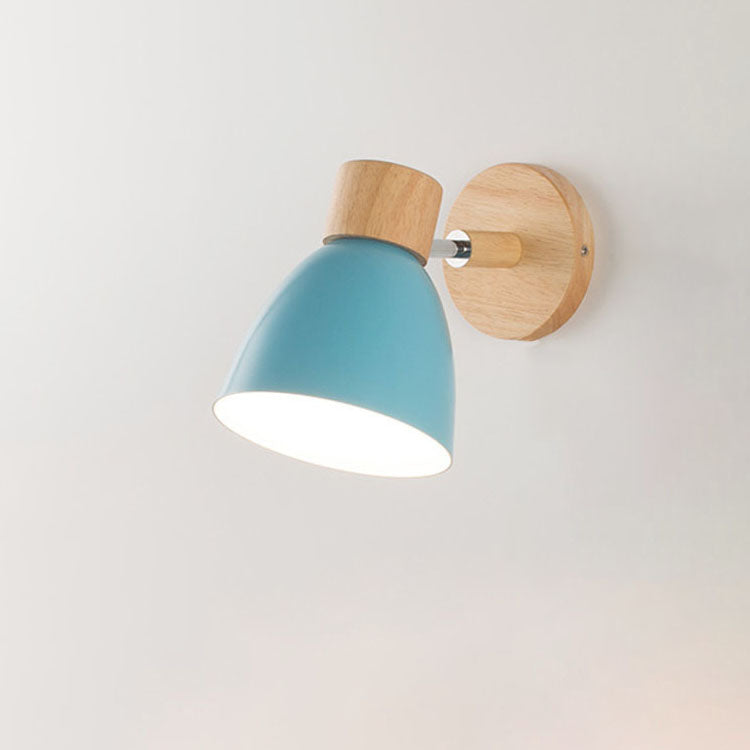 Modern Minimalist Wall Sconce | Wood & Iron Macaron Lamp | Wall Light Adjustable Nordic Bedroom