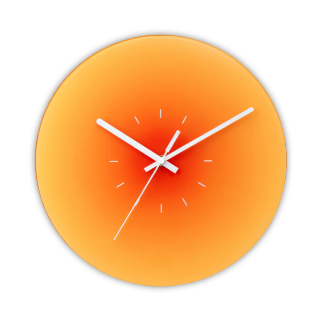 Sunset Glass Wall Clock | Modern Gradient Design | Silent Kitchen
