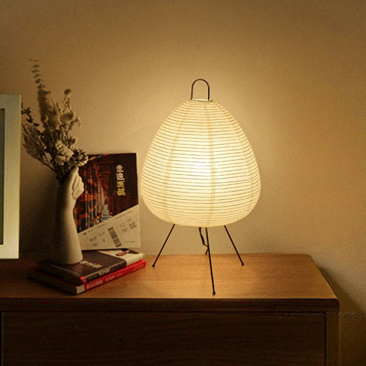 Japanese Rice Paper Table Lamp | Minimalist Zen Lighting | Metal Handcrafted Bedside