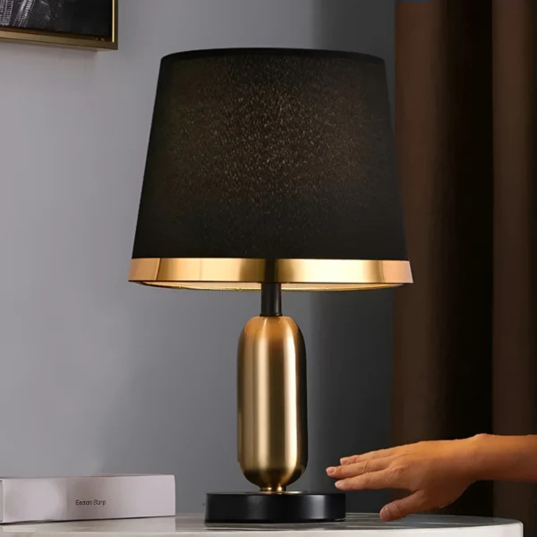 Vintage Black & Gold Table Lamp | Modern Retro Accent Light | Vintage-inspired Bedside