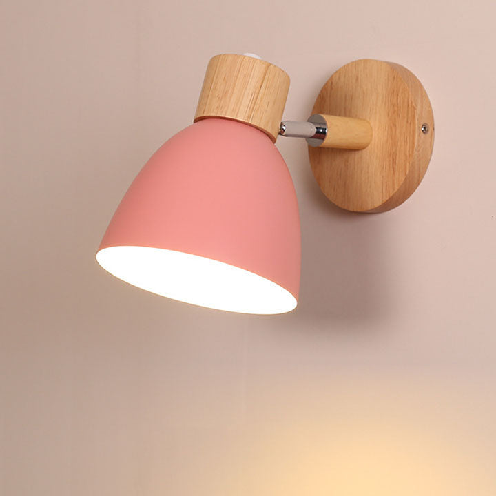 Modern Minimalist Wall Sconce | Wood & Iron Macaron Lamp | Wall Light Adjustable Nordic Bedroom