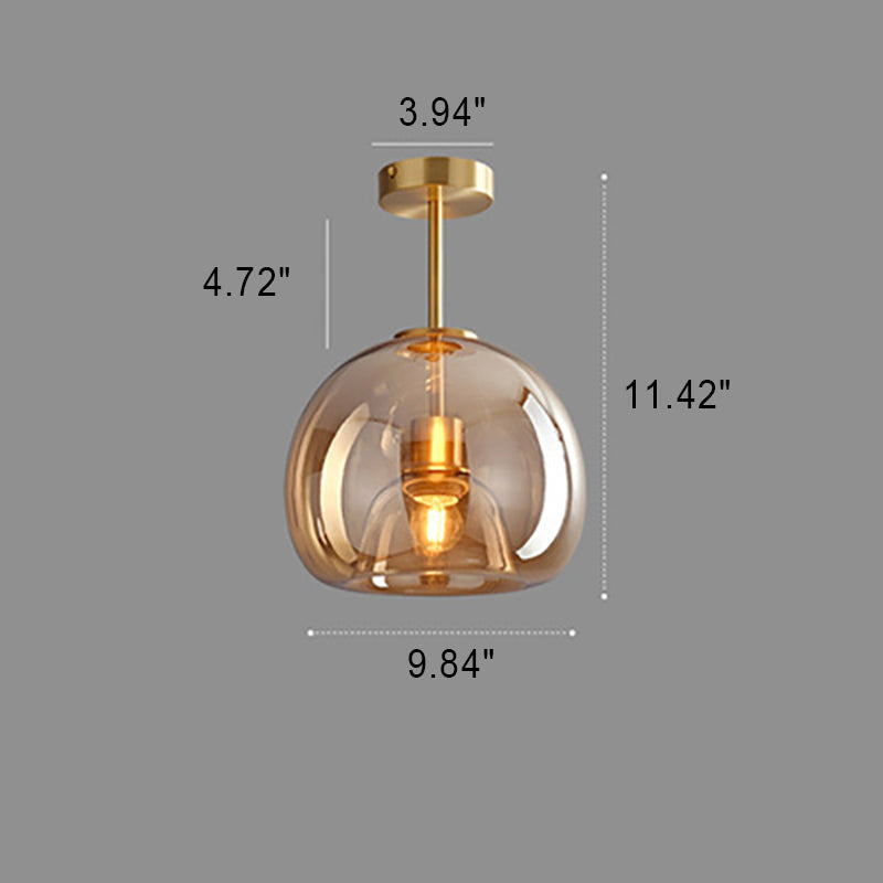 Nordic Glass Ball Ceiling Light | Semi-Flush Mount | LED Bedroom