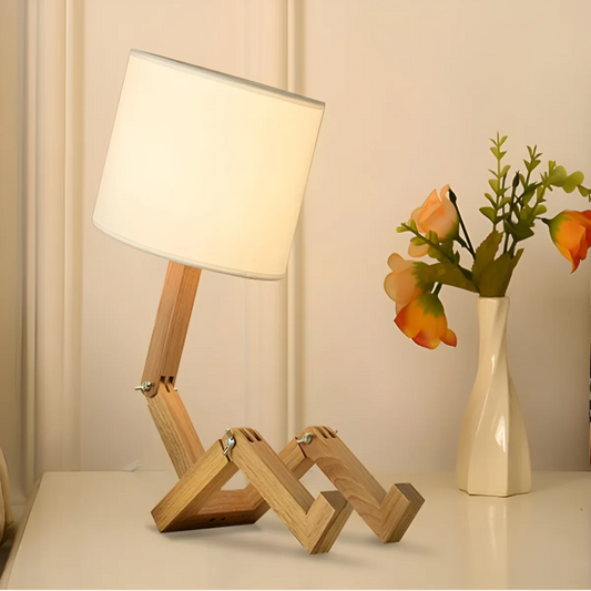 Rilna Table Lamp | Flexible Wooden Design Light | Wood Adjustable Handcrafted Bedside