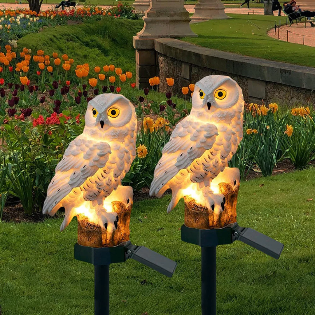 Garden Light Solar Owl Outdoor Pathway Stake Lamp | Waterproof
