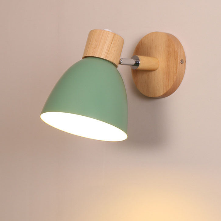Modern Minimalist Wall Sconce | Wood & Iron Macaron Lamp | Wall Light Adjustable Nordic Bedroom