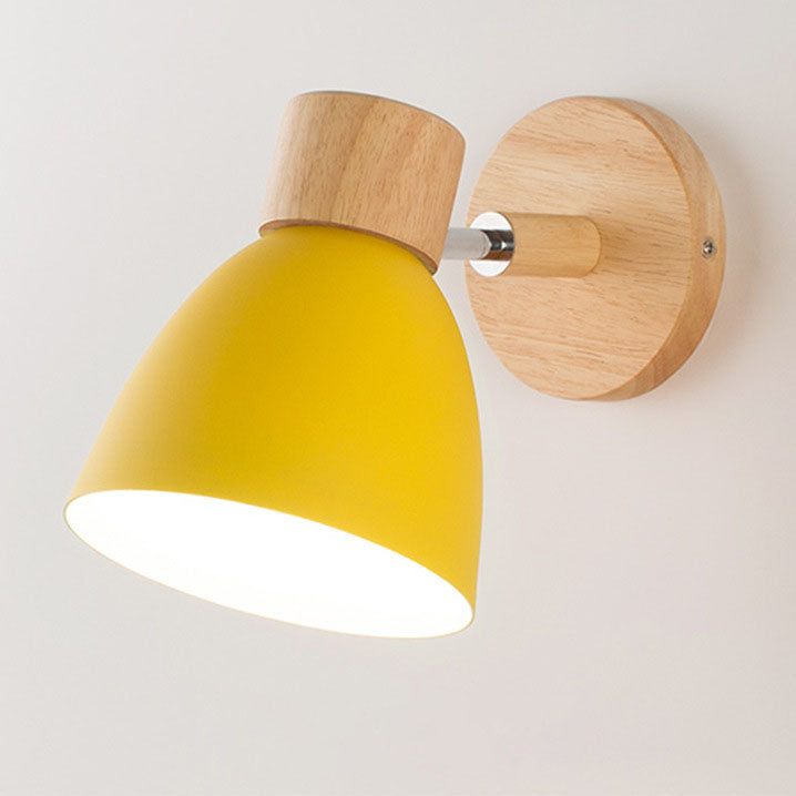 Modern Minimalist Wall Sconce | Wood & Iron Macaron Lamp | Wall Light Adjustable Nordic Bedroom