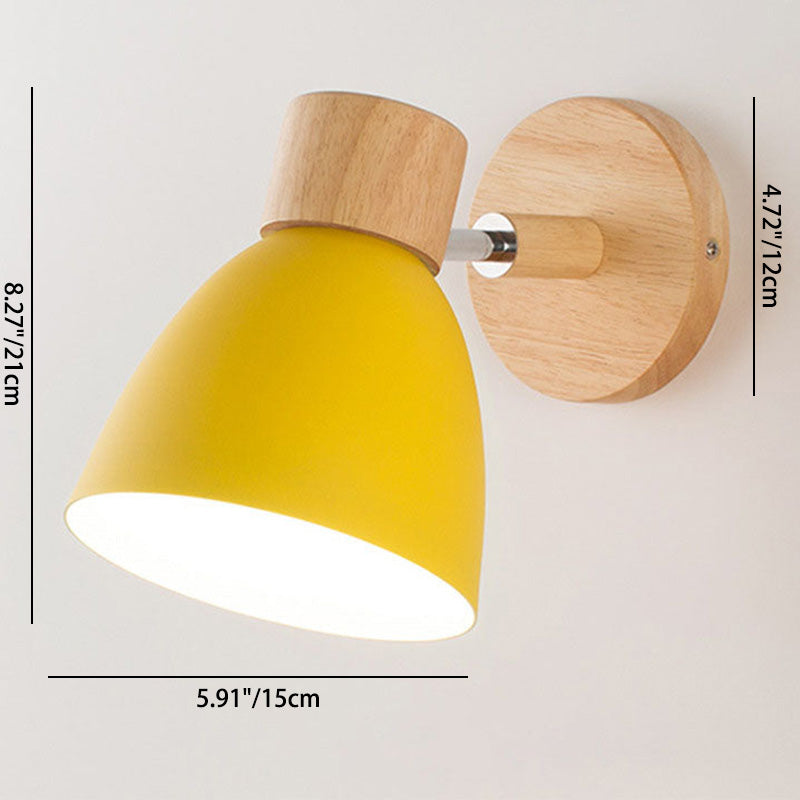 Modern Minimalist Wall Sconce | Wood & Iron Macaron Lamp | Wall Light Adjustable Nordic Bedroom