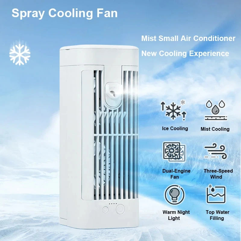 Mini Portable Air Conditioner Desk Fan with Spray Cooling