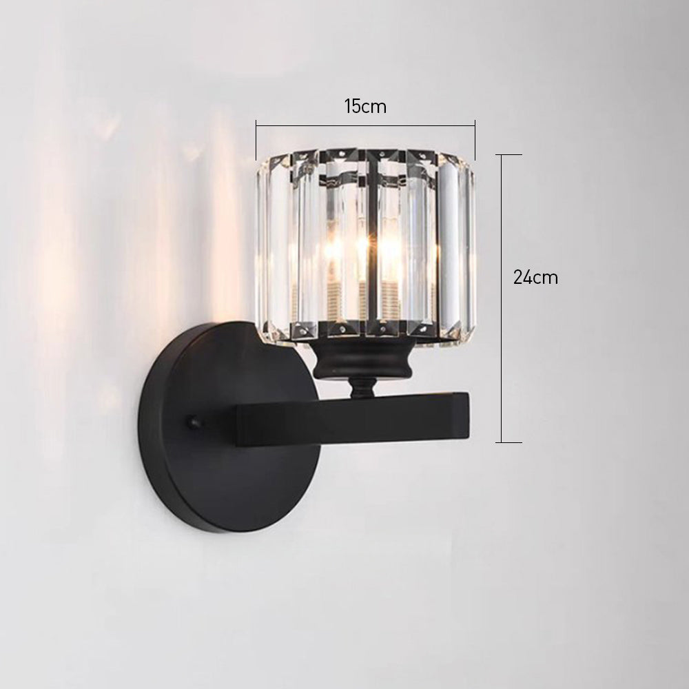 Crystal Wall Light | Modern Glass & Iron Sconce | Bedroom