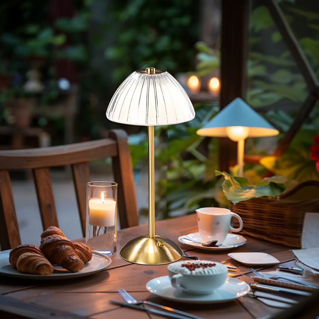 Golden Touch Table Lamp | USB Rechargeable | Faceted Crystal Metal LED Dimmable Touch Control