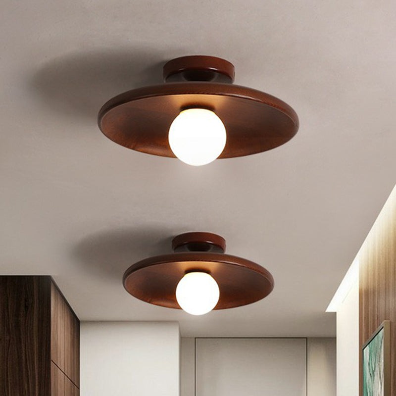 Modern Wooden Ceiling Light | Minimalist Semi-Flush Mount | Wood Bedroom