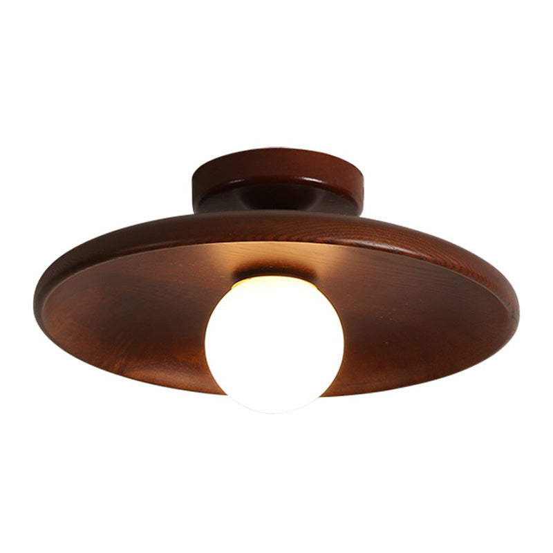 Modern Wooden Ceiling Light | Minimalist Semi-Flush Mount | Wood Bedroom