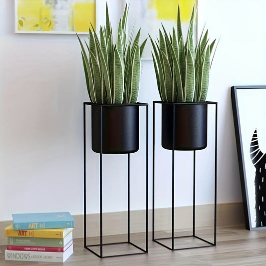 Metal Indoor Plant Stand | Modern Black Rectangular Plant Holder | Planter Indoor And Balcony