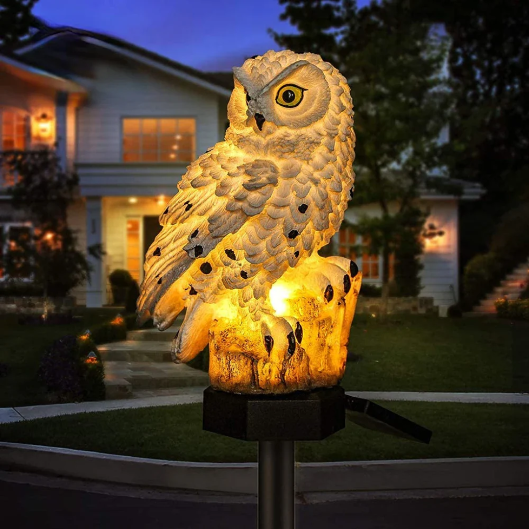 Garden Light Solar Owl Outdoor Pathway Stake Lamp | Waterproof