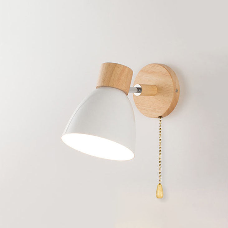 Modern Minimalist Wall Sconce | Wood & Iron Macaron Lamp | Wall Light Adjustable Nordic Bedroom
